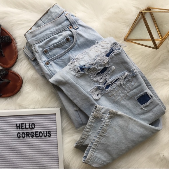 Levi's Denim - Light Wash High Waist Destroyed Levi’s 501s